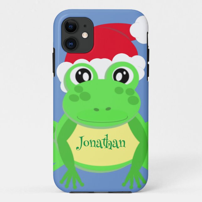 Christmas Frog Weihnachtsmannmütze Blue Novelty Case-Mate iPhone Hülle (Rückseite)