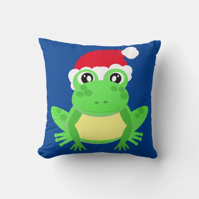 Christmas Frog Weihnachtsmannmütze Novelty Funny B Kissen (Vorderseite)