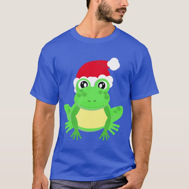 Christmas Frog Weihnachtsmannmütze Novelty Funny B T-Shirt (Vorderseite)