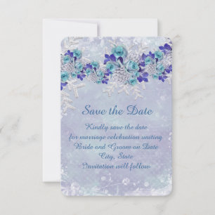Christmas Frosty Blue Rose Save the Date