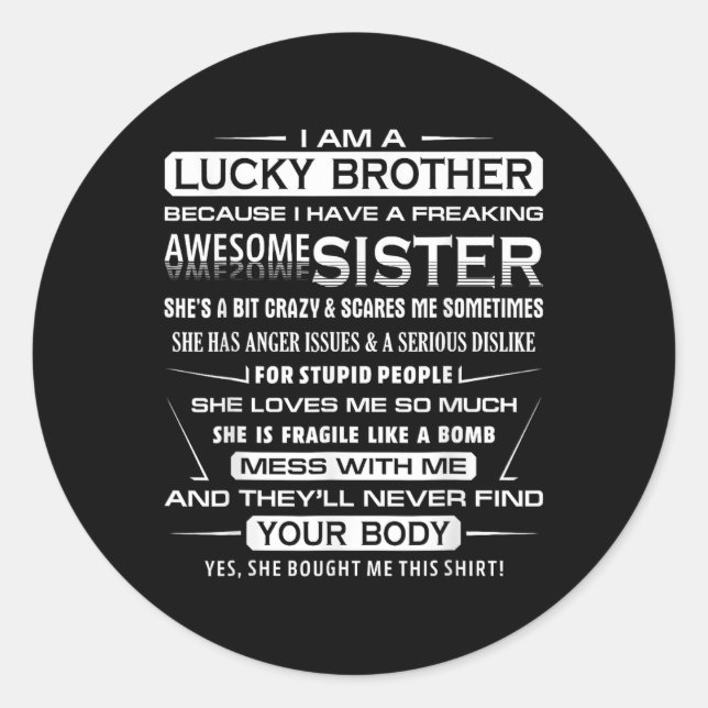 Christmas Fun For Brother From Sister 1  Runder Aufkleber (Vorderseite)