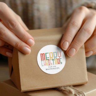 Christmas Funky Schriftart und Text Personalisiert Runder Aufkleber