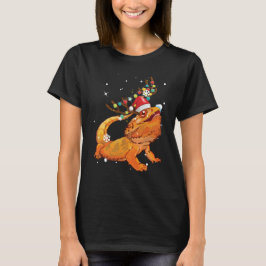 Christmas Funny Bearded Dragon Reindeer  Santa's T-Shirt