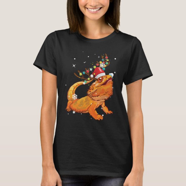 Christmas Funny Bearded Dragon Reindeer  Santa's T-Shirt (Vorderseite)