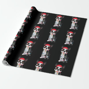 Christmas Funny Boston Terrier Lover Weihnachtsman Geschenkpapier