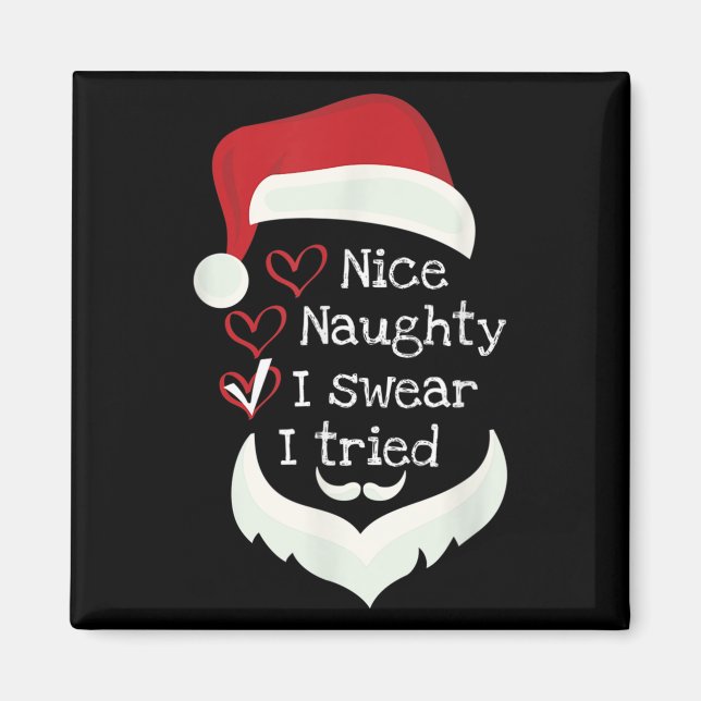 Christmas Funny Checklist, Nice Naughty I Swear I  Magnet (Vorne)