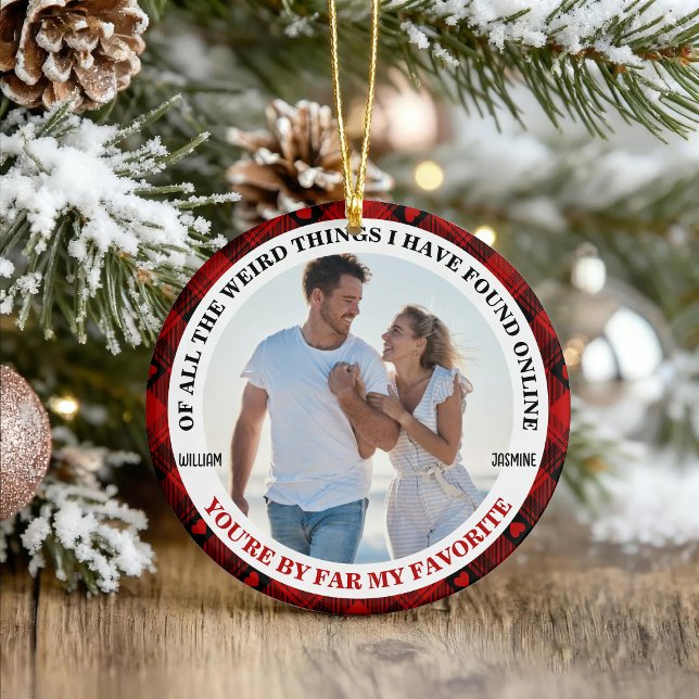 Christmas Funny Couple Foto Buffalo Rahmen Keramik Ornament (Von Creator hochgeladen)