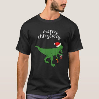Christmas Funny Dinosaur T Rex Pajamas Men Boys Ki T-Shirt