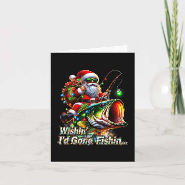 Christmas Funny Fish Santa Fishing Merry Fishmas  Karte (Vorderseite)