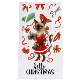 Christmas Funny Glam Siamese Cat Holiday Kleine Geschenktüte