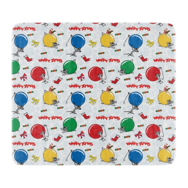 Christmas funny mouse with balls schneidebrett (Vorderseite)