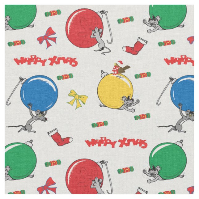Christmas funny mouse with balls stoff (Nahaufnahme)