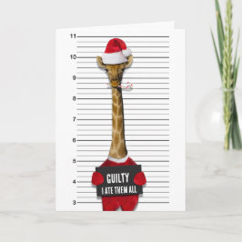 Christmas Funny Mugshot Guilty Giraffe Karte