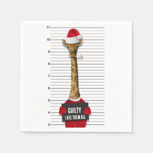 Christmas Funny Mugshot Guilty Giraffe Serviette