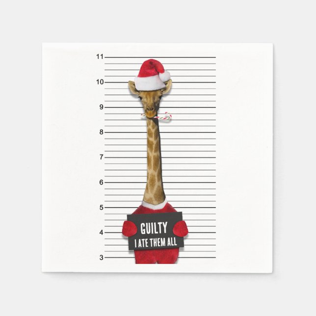 Christmas Funny Mugshot Guilty Giraffe Serviette (Vorderseite)