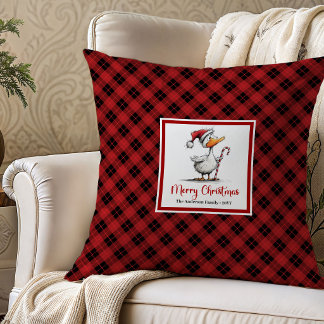 Christmas Funny Quirky Geese Throw Pillow Decor Kissen