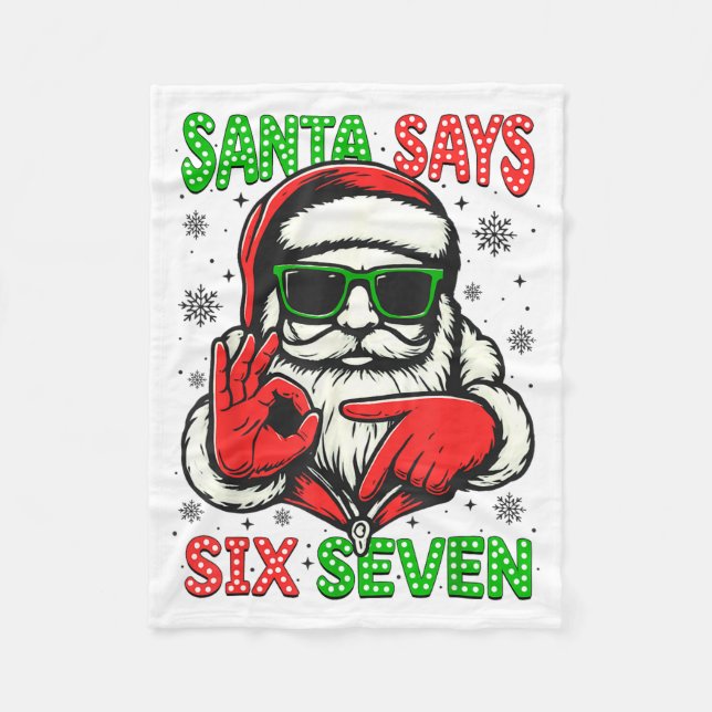 Christmas Funny Santa Says Six Seven 67 Meme Xmas  Fleecedecke (Vorderseite)