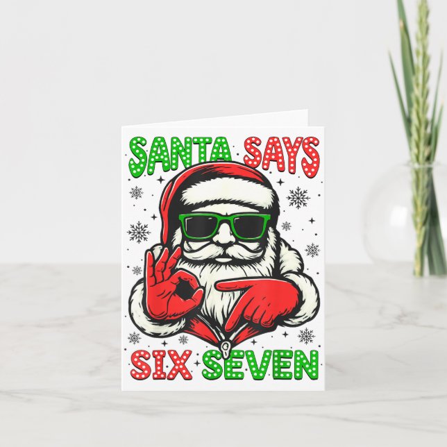 Christmas Funny Santa Says Six Seven 67 Meme Xmas  Karte (Vorderseite)