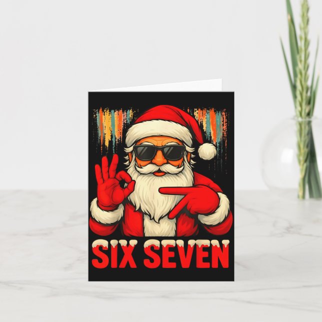 Christmas Funny Six Seven 6 7 Meme Santa Men Boys  Karte (Vorderseite)