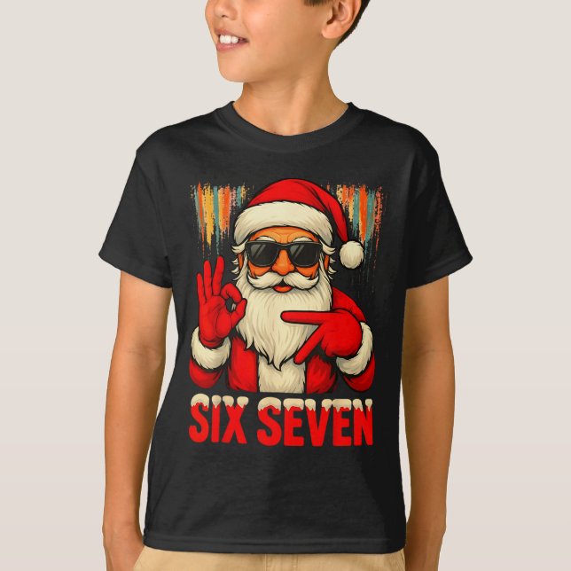 Christmas Funny Six Seven 6 7 Meme Santa Men Boys  T-Shirt (Vorderseite)