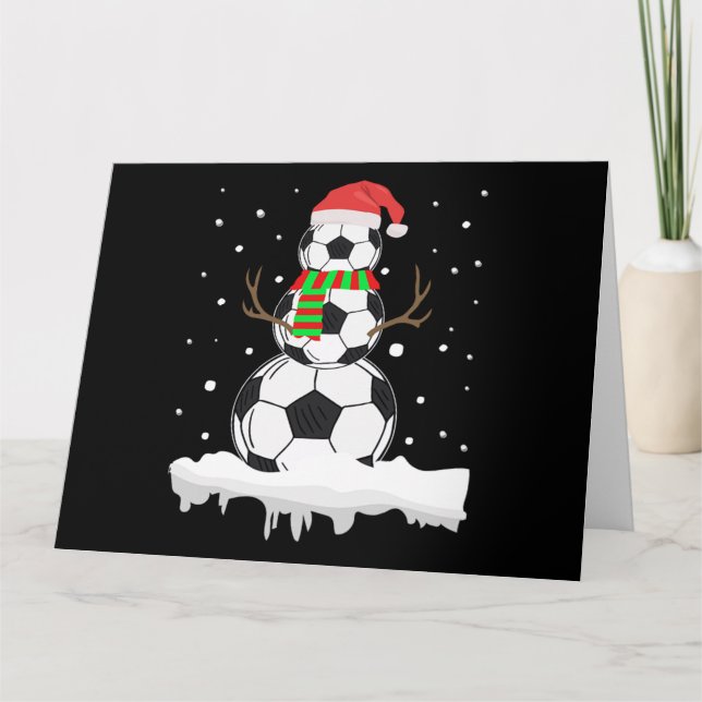 Christmas Funny Soccer Ball Snowman Xmas Sport Karte (Vorderseite)