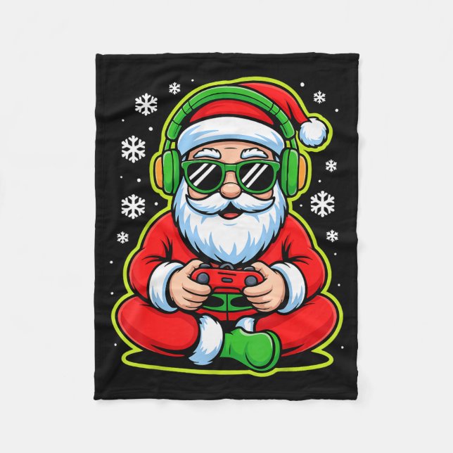 Christmas Gamer Boys Kids Santa Play Video Game  Fleecedecke (Vorderseite)