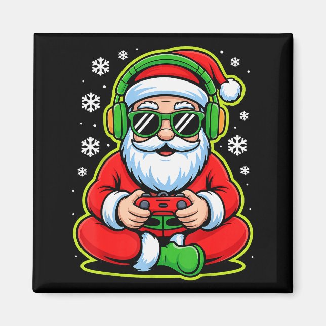 Christmas Gamer Boys Kids Santa Play Video Game  Magnet (Vorne)