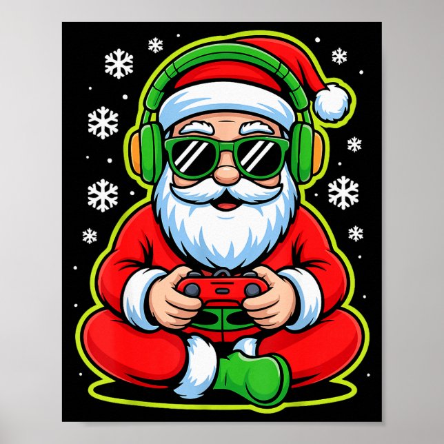 Christmas Gamer Boys Kids Santa Play Video Game  Poster (Vorne)
