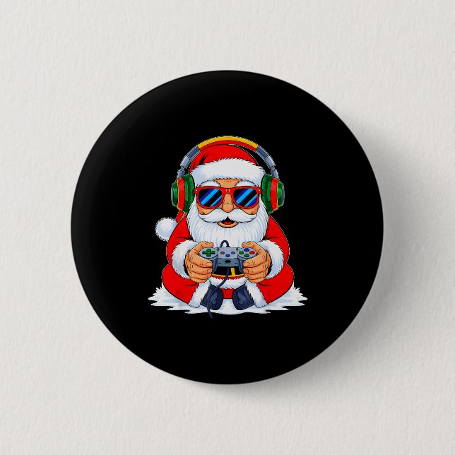 Christmas Gamer Boys Video Game Funny Santa Xmas S Button (Vorderseite)