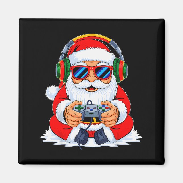 Christmas Gamer Boys Video Game Funny Santa Xmas S Magnet (Vorne)