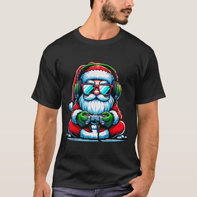 Christmas Gamer Boys Video Game Santa Xmas  T-Shirt (Vorderseite)