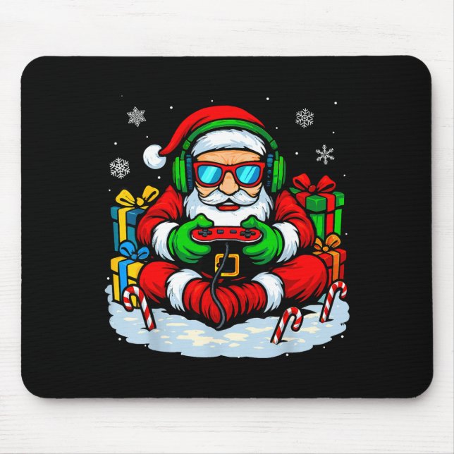 Christmas Gamer Boys Video Game Xmas Funny Santa G Mousepad (Vorne)