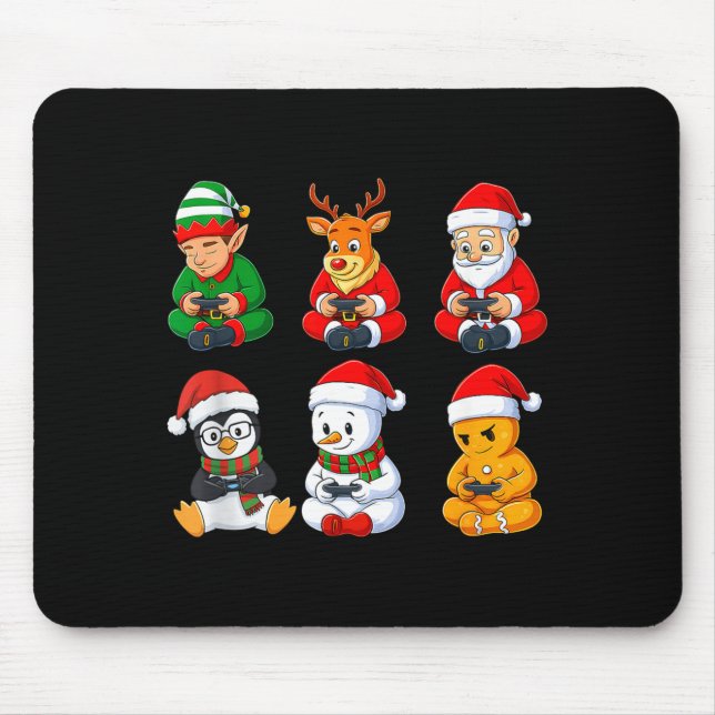Christmas Gamer Boys Video Games Santa Elf Reindee Mousepad (Vorne)