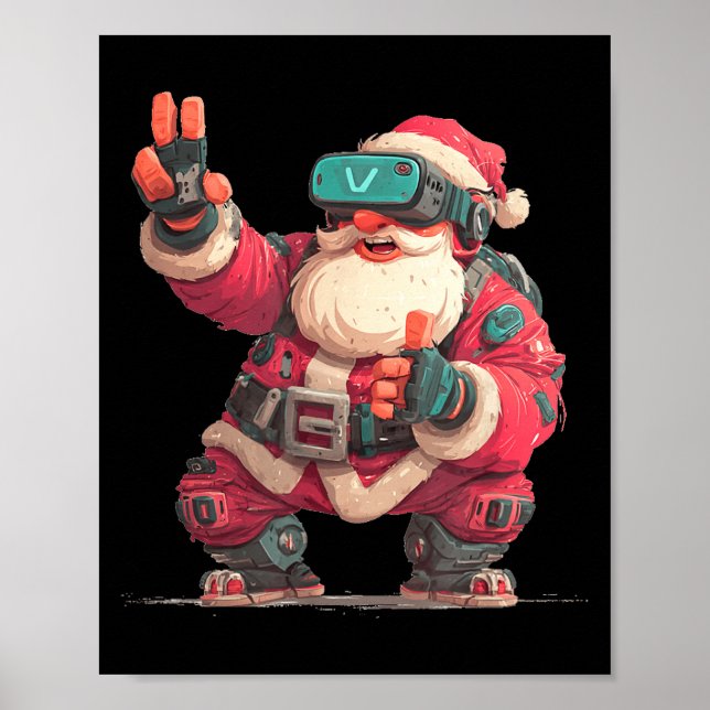 Christmas Gamer Look With This Cool Vr Santa Claus Poster (Vorne)