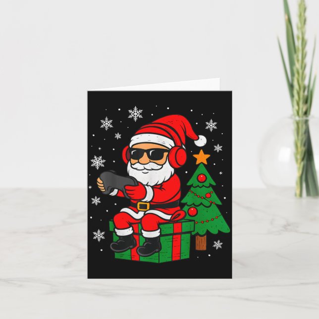 Christmas Gamer Retro Santa Funny Xmas Gaming Men  Karte (Vorderseite)