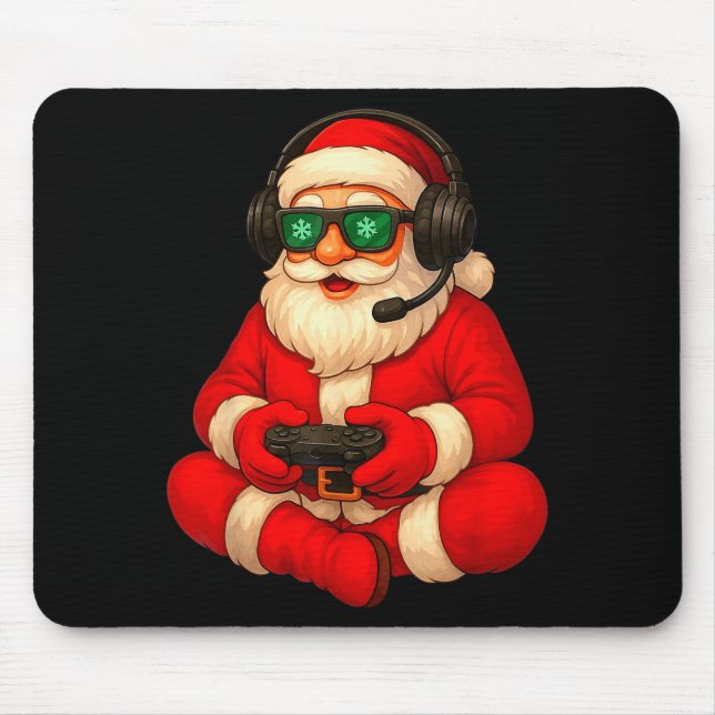 Christmas Gamer Santa Video Game Gaming Boys Men K Mousepad (Vorne)