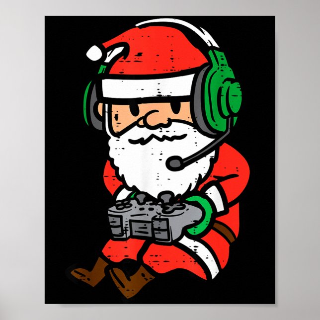 Christmas Gamer Santa Xmas Gaming Men Boys Kids Yo Poster (Vorne)