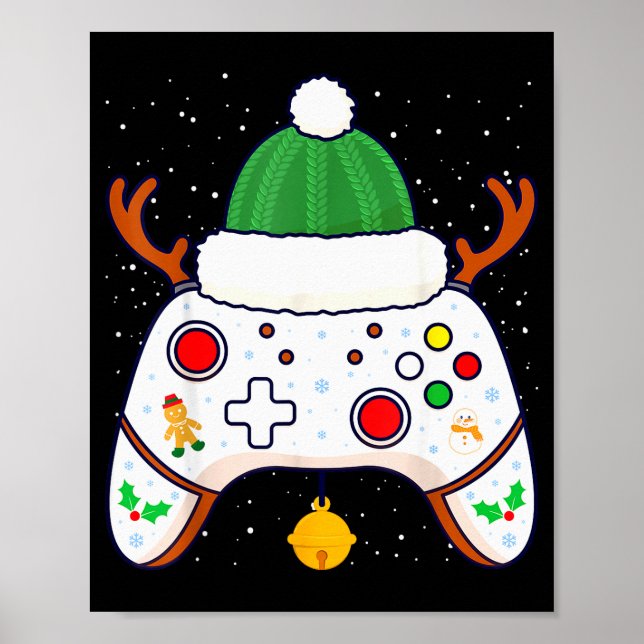Christmas Gamer Video Game Controller Gamepad  Poster (Vorne)