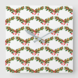 **CHRISTMAS GARLAND** CHRISTMAS SCHLIESSEN QUADRATISCHE WANDUHR