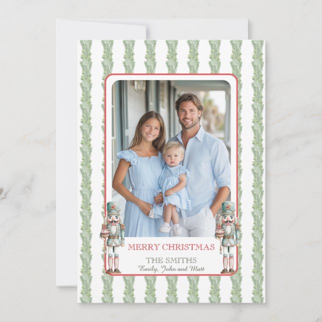 Christmas Garland Nutcracker Grandmillenial Photo Feiertagskarte (Vorderseite)