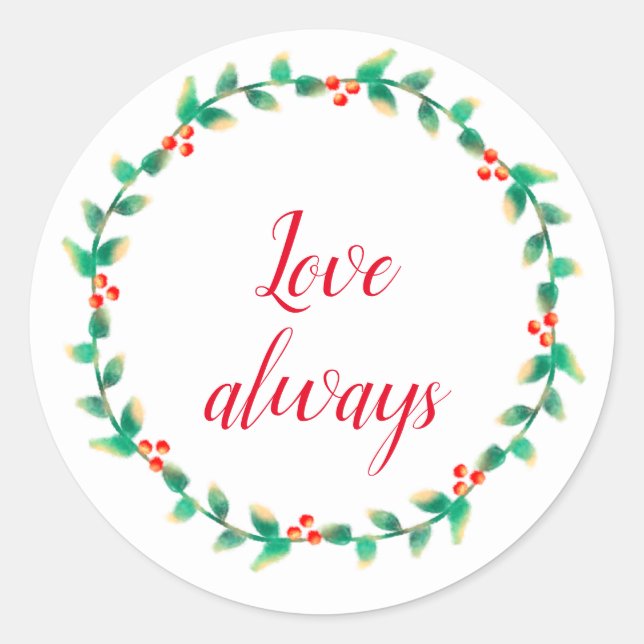 Christmas Garland Simple Round Sticker (Vorderseite)