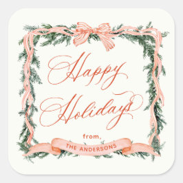CHRISTMAS GARLAND Urlaubsrahmen Quadratischer Aufkleber