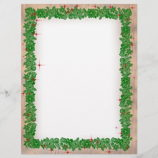 Christmas Garland with Faux Wood Stationery Briefbogen (Vorderseite)