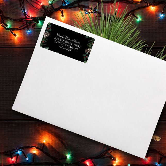 Christmas Garland with Holly Christmas Address Adressaufkleber (Von Creator hochgeladen)