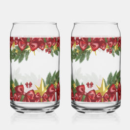 Christmas Garland with Red Bows & Stars Dosenglas