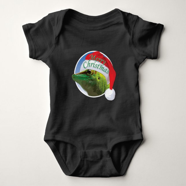 Christmas Gecko - Baby Jersey Bodysuit Baby Strampler (Vorderseite)