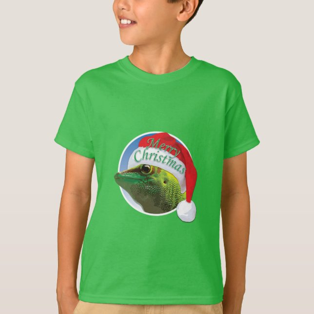 Christmas Gecko - Der grundlegende T - Shirt der K (Vorderseite)