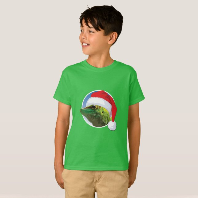 Christmas Gecko - Der grundlegende T - Shirt der K (Vorne ganz)