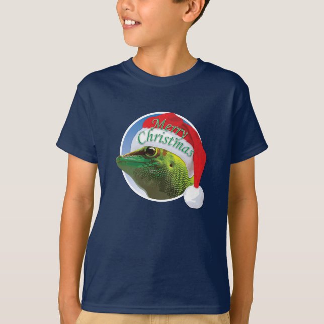 Christmas Gecko - Kids' Basic Hanes T - Shirt (Vorderseite)
