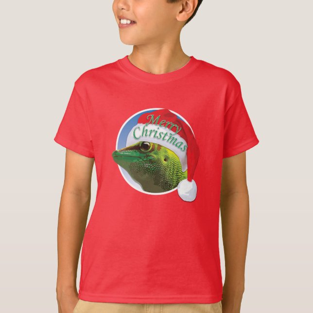 Christmas Gecko - Kids' Basic Hanes T - Shirt (Vorderseite)